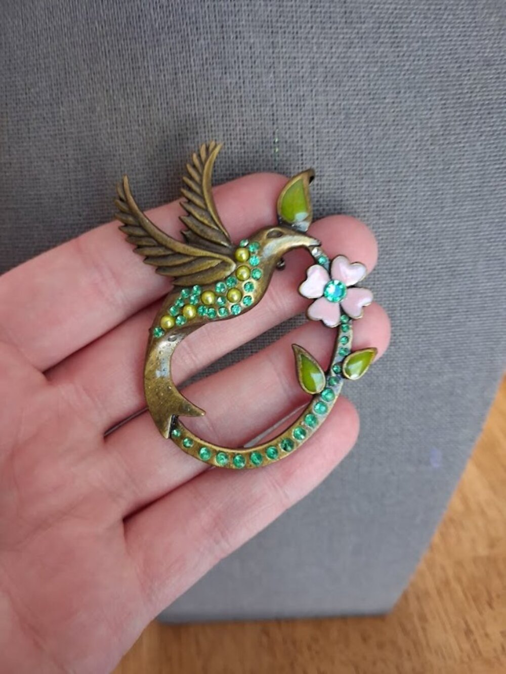 Colorful Hummingbird brooch